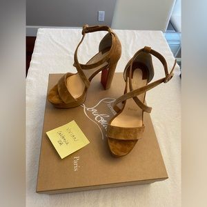 Christian Louboutin - tan suede heels
